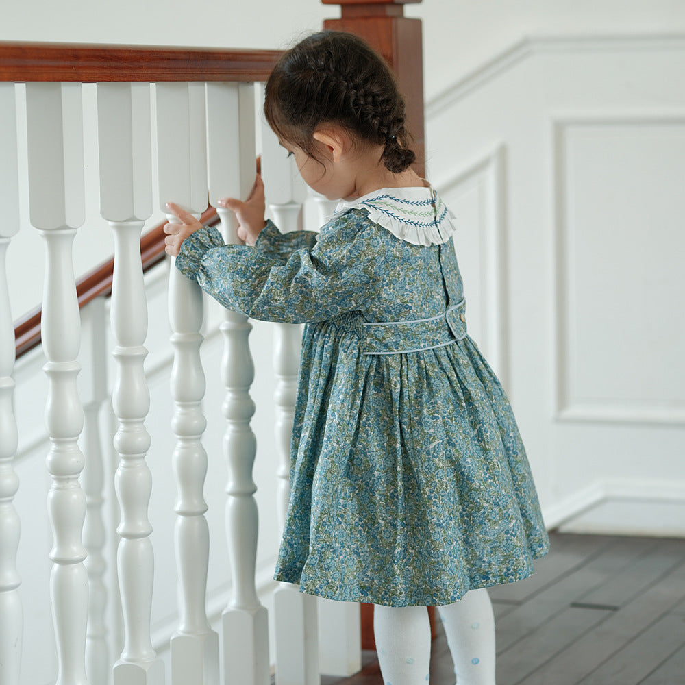 Floral Hand Smocked Dress,12M to 7T.