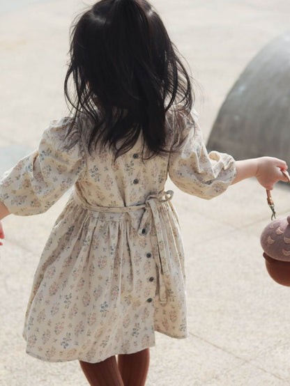 French Style Floral Corduroy Dress,12M to 6T.