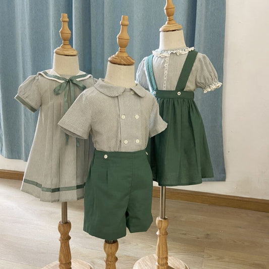 Vintage Pale Green Matching Sibling Sets,12M to 6T.