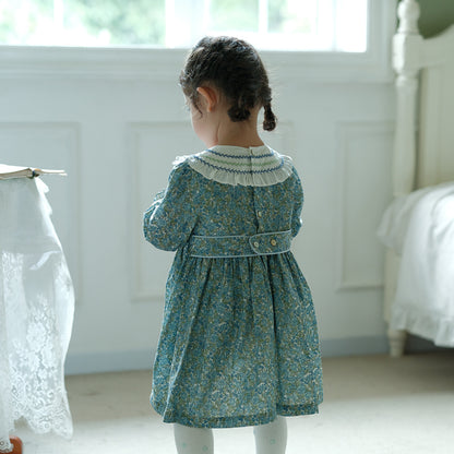 Floral Hand Smocked Dress,12M to 7T.