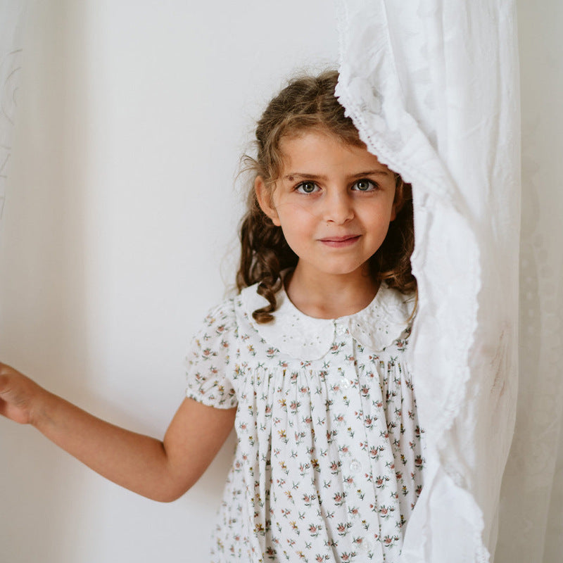 Cute Floral Dress With Lace Collar,12M to 6T.