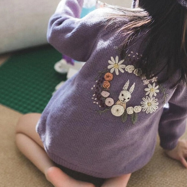 Pure wool hand embroidered cardigan,2T to 7T.