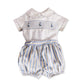 Hand Smocked Boys Shirt & Navy Stripped Pants,12M to 5T.