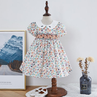 Hand Smocked Dress With Embroidery On Collar, 12M to 6T.