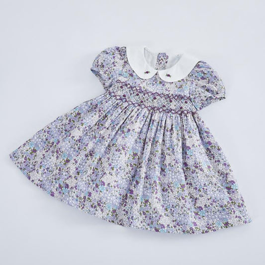 Hand Smocked Dress With Embroidery on Collar, 2T to 6T.