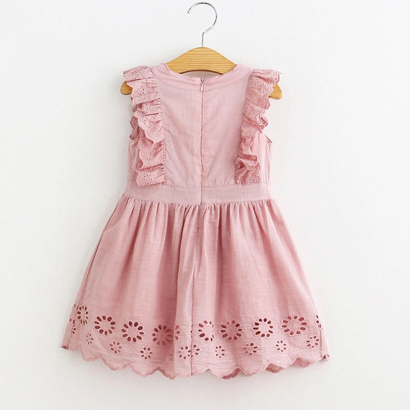 Cute Eyelet Dress,Pink,Size 2 to 7T.