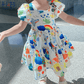 Cute Summer Scribbled Dress,2T to 7T.