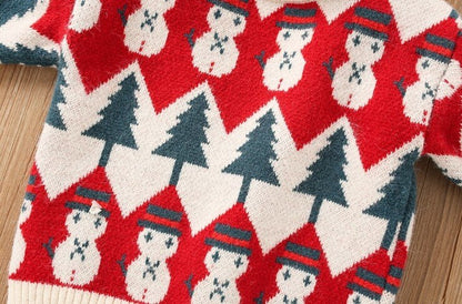 Christmas Theme Turtlenecks, Red/Beige,2T to 8T