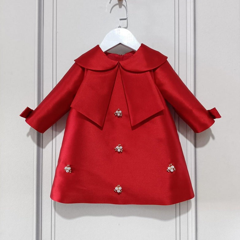 New Red/Pink Dress With Pearls,12M to 8T.