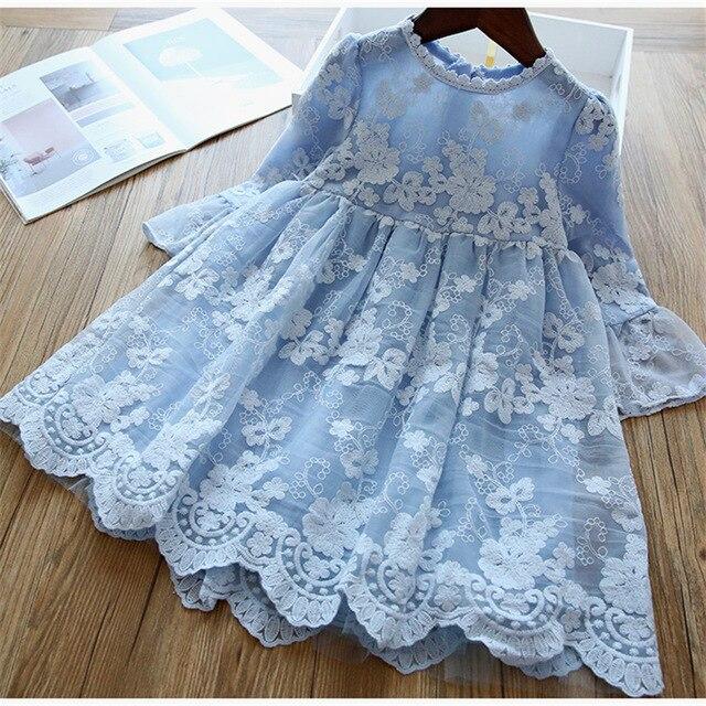 Cute Embroidered Lace Dress,Blue/White,3T to 8T. Blue / 4T Cute Embroidered Lace Dress,Blue/White,3T to 8T. Blue / 4T