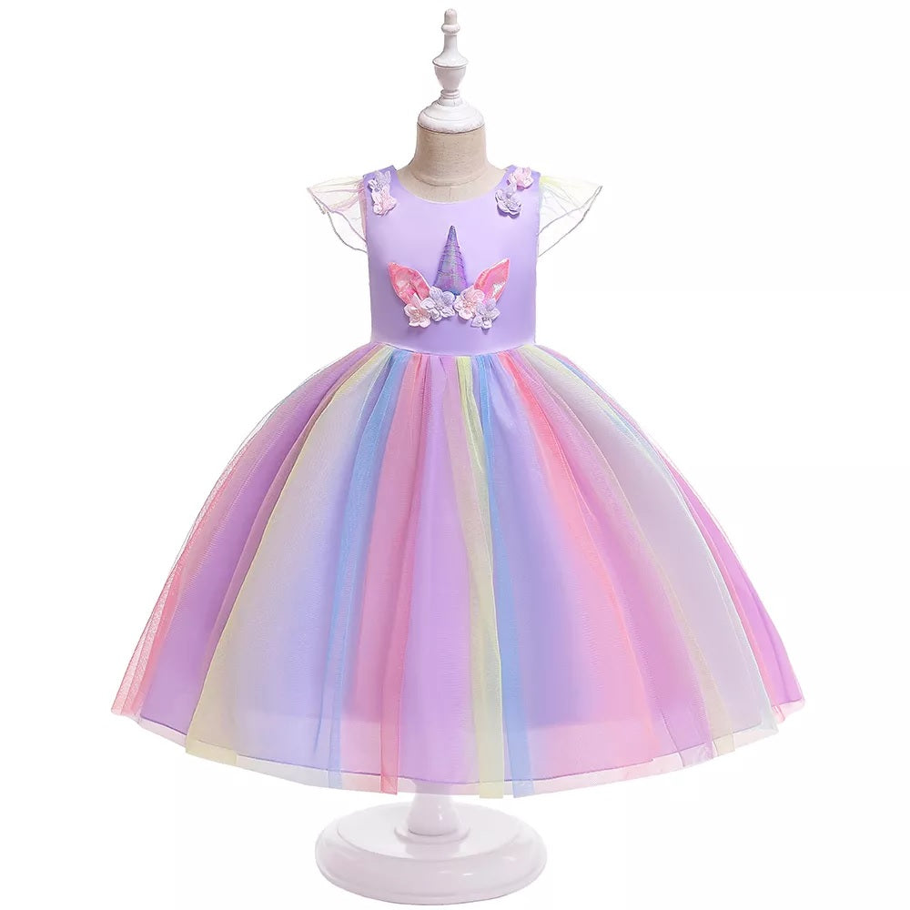 Unicorn Birthday Party Dress, Pink/Blue,3T to 8T. Blue / 6T Unicorn Birthday Party Dress, Pink/Blue,3T to 8T. Blue / 6T