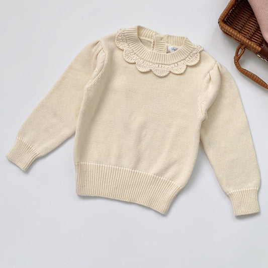 Cute Knitted Pullovers, Pink/Off White,3T to 7T.