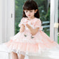 Spanish Style Lace Dress With Embroidery,Yellow/Pink,2T to 6T.