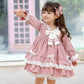 Spanish style Lolita Dress with bows, Pink/Blue, 12M to 5T.