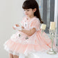 Spanish Style Lace Dress With Embroidery,Yellow/Pink,2T to 6T.
