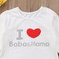 Cute I Love Baba Mama Romper, 6M to 18M.