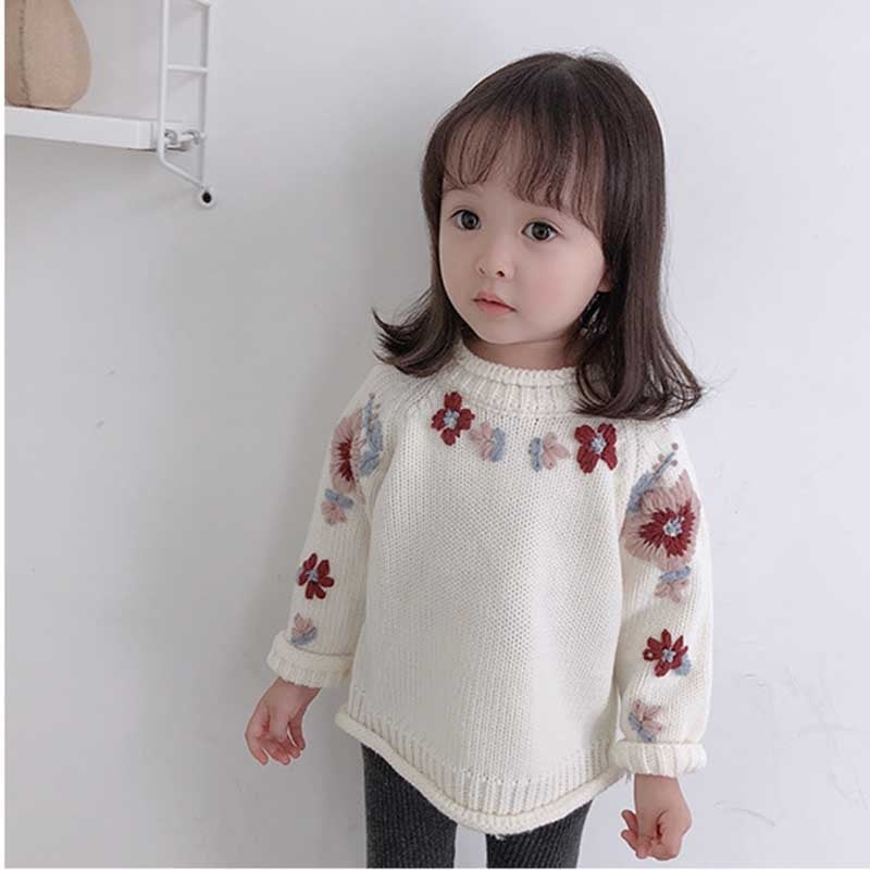Embroidered Knitted Pullover Sweater,6M to 3T.