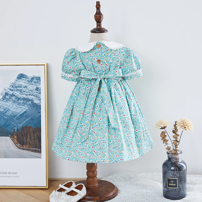 Floral Hand Smocked Dress,12M to 6T.