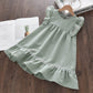 Cute Olive Color Summer Casual Dress,3T to 7T.
