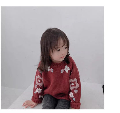 Embroidered Knitted Pullover Sweater,6M to 3T.