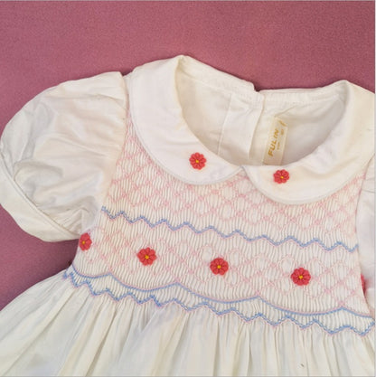 Gorgeous White Hand Smocked Dress, 2T to 7T.
