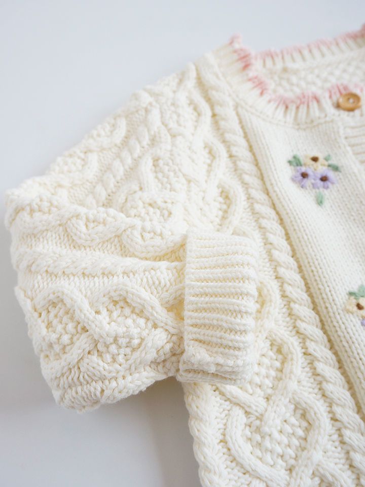 Cardigans With Hand Embroidery,Pink/White,3T to 8T.