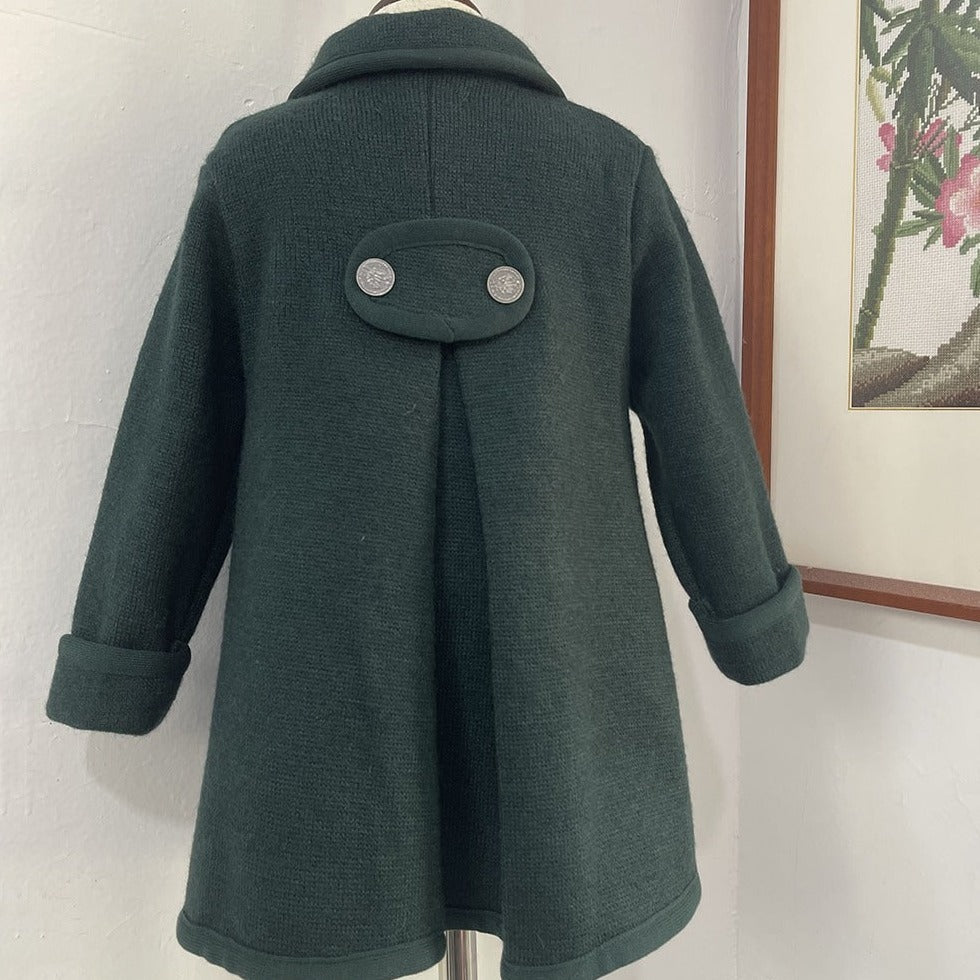 Pure Wool Unisex Coat, Red/Green, 12M to 10T.