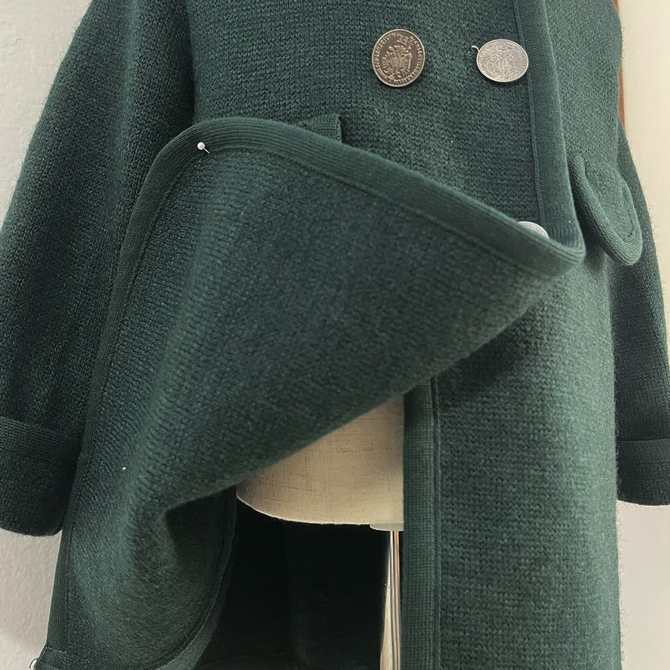 Pure Wool Unisex Coat, Red/Green, 12M to 10T.