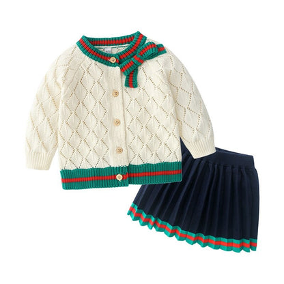 Knitted cardigan & skirt set,12M to 6T.