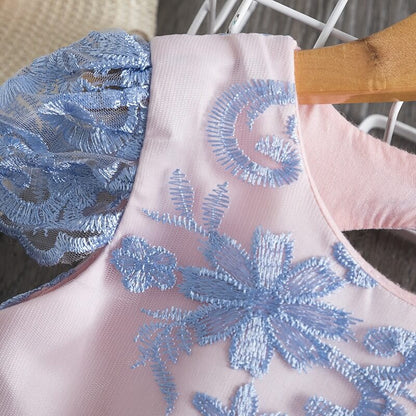 Stunning Pink & Blue Dress With Embroidery,4T to 10T.