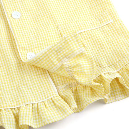 Yellow Seersucker Matching Siblings PJs,12M to 12T.