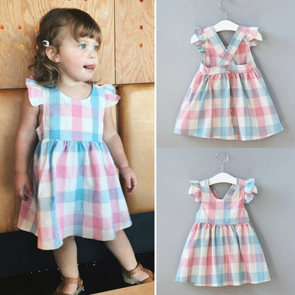 Casual Plaid Summer Dress, 2T to 6T.