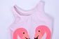 Flamingo print swimwear with hat,3T to 7T.