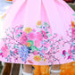 Floral Print Dress With Bow & Headband,White/Pink,12M to 7T.