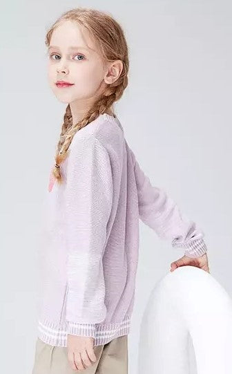Heart Embroidered Crew Neck Sweater,3T to 9T.