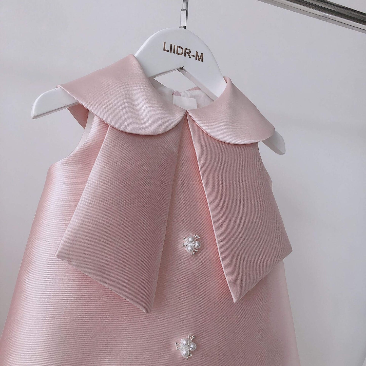 Red/Pink Sleeveless Dress With Pearls,12M to 10T.