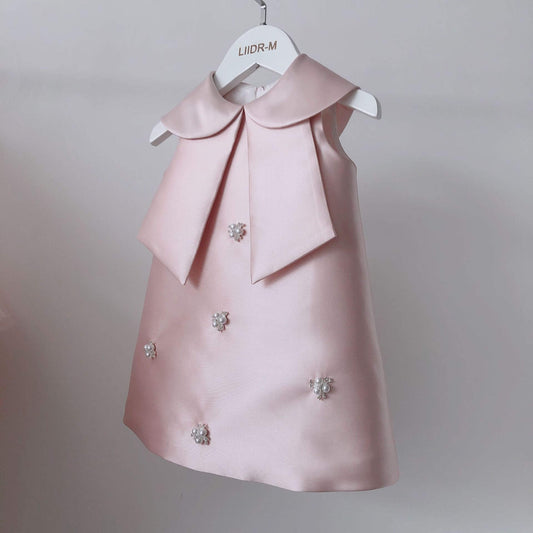 Red/Pink Sleeveless Dress With Pearls,12M to 10T.
