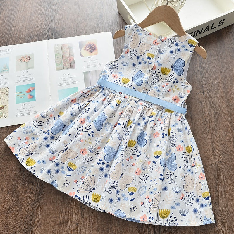 Cute Summer Casual Dress, 3T to 7T,Pink/Blue.