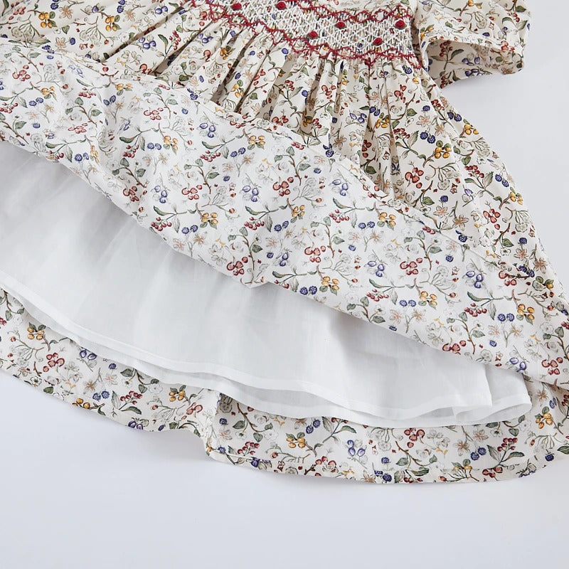 Gorgeous Vintage Print Hand Smocked Dress & Romper,12M to 6T.