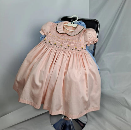 Hand Smocked Dress With Floral Embroidery,12M to 6T.