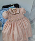 Hand Smocked Dress With Floral Embroidery,12M to 6T.
