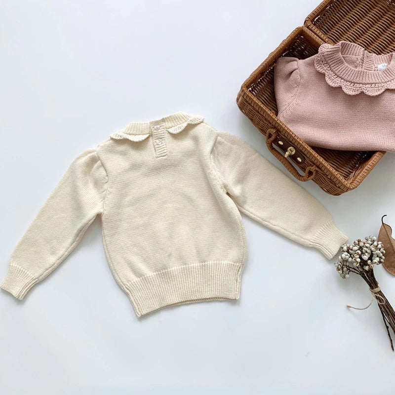 Cute Knitted Pullovers, Pink/Off White,3T to 7T.