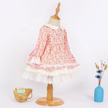 Full Sleeves Floral Spanish Dress, 2T to 7T.