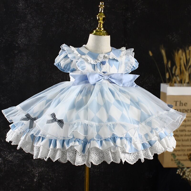Blue & White Spanish Dress With Robe,2T to 7T