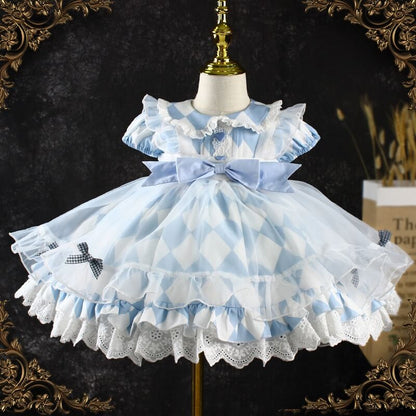 Blue & White Spanish Dress With Robe,2T to 7T