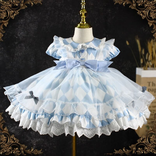Blue & White Spanish Dress With Robe,2T to 7T