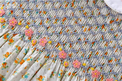Stunning Floral Hand Smocked Dress, 3T to 8T.