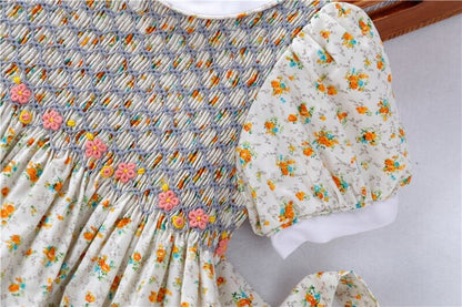 Stunning Floral Hand Smocked Dress, 3T to 8T.