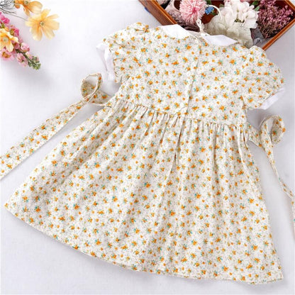 Stunning Floral Hand Smocked Dress, 3T to 8T.