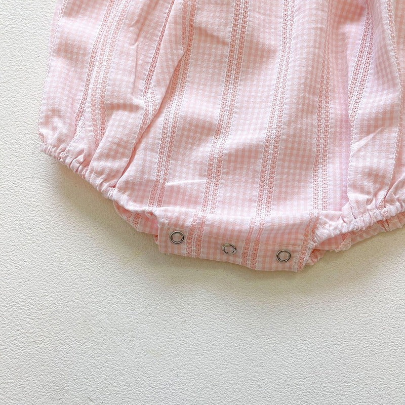 Cute Embroidered Romper,Pink,6M to 3T.
